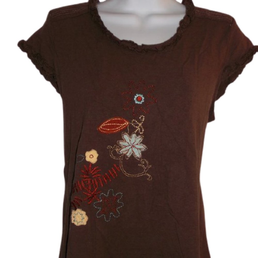 ---  Finlah Brown cotton Blend T-Shirt Tee XL
